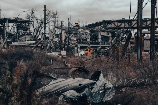 Förstörda Byggnader Verkstaden Azovstal Anläggningen Mariupol Kriget Ukraina Med Ryssland — Stockfoto