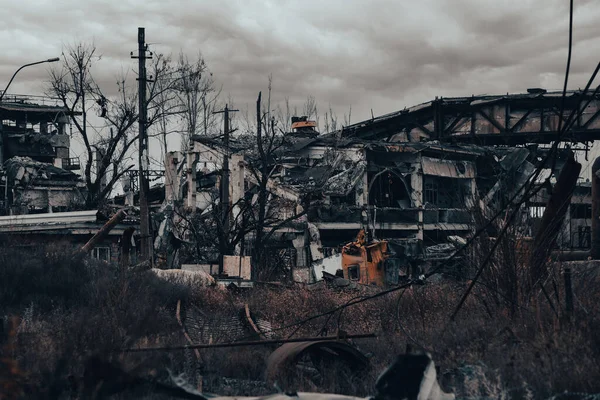 Förstörda Byggnader Verkstaden Azovstal Anläggningen Mariupol Kriget Ukraina Med Ryssland — Stockfoto