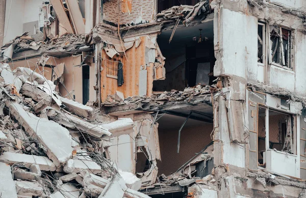 Разрушенные Сожженные Дома Городе Время Войны Украине — стоковое фото