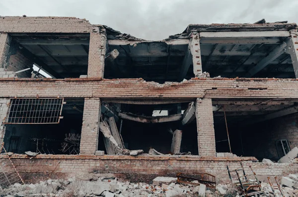Destruyó Guerra Construcción Escolar Ucrania — Foto de Stock