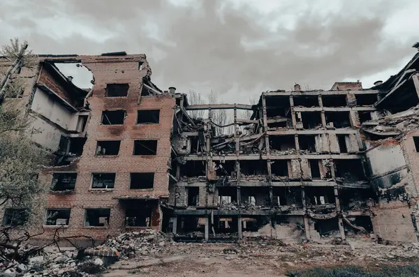 Förstörd Skola Byggnad Krig Ukraina — Stockfoto