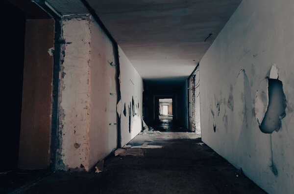 inside a destroyed and burnt house war in Ukraine with Russia