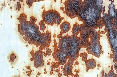 Eski paslı demir duvarın arkaplan dokusu yakın plan