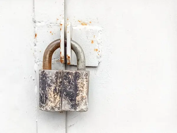 stock image old lock on an iron door close up