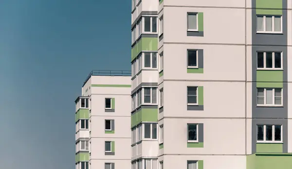 stock image wall facade and empty windows of new modern houses without people in Ukraine