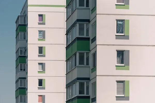 Stock image wall facade and empty windows of new modern houses without people in Ukraine