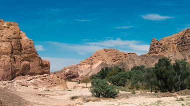 Mısır Dahab yüksek kayalık dağların ortasında çöl vahası