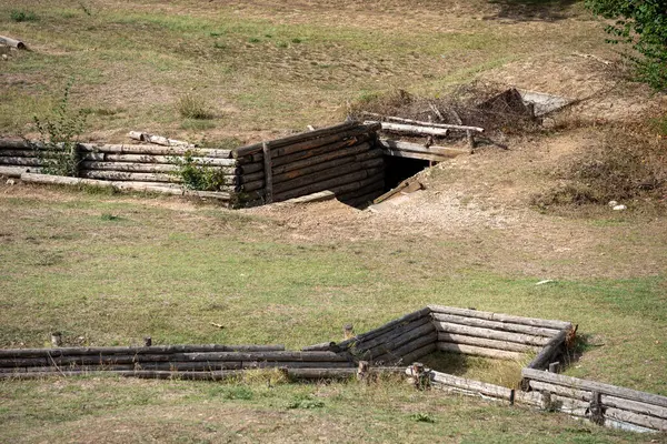 stock image abandoned empty trenches without soldiers war in Ukraine and Kursk region Russia