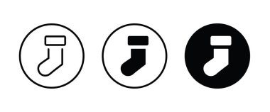 Noel hediyesi çorap ikonları, düzenlenebilir vuruş, düz tasarım stili beyaz çizgisel piktogram, düğme, vektör, işaret, logo, illüstrasyon