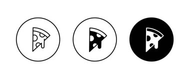 Pizza hattı simgesi, fast food vektörü, işaret, sembol, logo, illüstrasyon, düzenlenebilir vuruş, düz dizayn biçimi beyaz doğrusal izole edilmiş