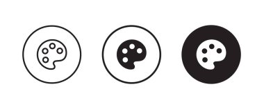 Renk paleti, renk paleti, renk paleti simgesi, çoklu renk, sanat, tasarımcı, çizim simgesi logosu illüstrasyonu, düzenlenebilir vuruş, beyaz üzerine izole düz tasarım biçimi