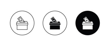 Donation icon, putting coin in the box, Money box, Charity symbol logo illustration,editable stroke, flat design style isolated on white