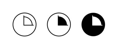 Circle quarter. Pie diagram chart 25 percent . Fraction parts. Numerator, denominator and dividing line. Scientific mathematics icon symbol logo illustration,editable stroke, flat design