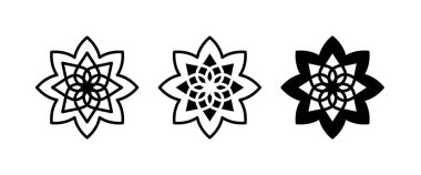 Mandala ikonu çiçek ilacı, sağlık merkezi ve yoga stüdyoları - amblem yaprakları, organik dükkan, eko ürün, kozmetik, iş. Şirket işareti, simge simgesi logo illüstrasyonu, düzenlenebilir felç