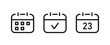 Takvim simgesi. Vektör ay tarihi Zamanlama Tarihi Bitiş Tarihleri Simge vektör simgesi logo çizelgesi düzenlenebilir düz çizgi çizimi beyaz üzerine izole edilmiş