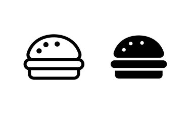 Burger Hamburger simge illüstrasyon web sitesi mobil logo uygulaması Ui tasarım, et, sığır eti, gıda, marul, sandviç, yemek, ızgara, domates, topuz, atıştırmalık, soğan peynir işareti sembolü Fast food vektör