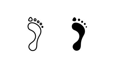 Ayak yazdırma simgesi. Çıplak ayak basmak siyah üzerinde beyaz ayağı varsa simge vektör, hisse senedi vektör çizim düz tasarım stili