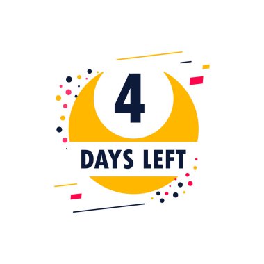 Dört gün kaldı. Geri sayım tarihini söyle. Stopwatch ile soyut afiş. İmzalamak için 4 gün. Kont randevu sohbet baloncuğu teklif ediyor. Numarası olan geri sayım zamanlayıcısı.