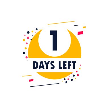 Bir gün kaldı. Geri sayım tarihini söyle. Stopwatch ile soyut afiş. İmzalamak için 1 gün. Kont randevu sohbet baloncuğu teklif ediyor. Numarası olan geri sayım zamanlayıcısı.