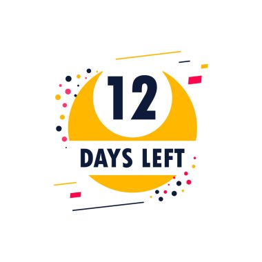 12 gün kaldı. Geri sayım tarihini söyle. Stopwatch ile soyut afiş. İmzalamak için 12 gün. Kont randevu sohbet baloncuğu teklif ediyor. Numarası olan geri sayım zamanlayıcısı.