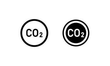 CO2 emisyon simgesi. Karbondioksit kirliliği. Ekoloji ve çevre. Karbon emisyon azaltma ikon vektör simgesi logo çizgisi düzenlenebilir düz çizim tasarım biçimi beyaz üzerinde izole