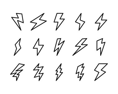Şimşek şimşeği şimşek simgesi elektrik enerjisini temiz enerji yeşiline ayarladı. simgeler seti, enerji, eko, Dostane Güç ikonu vektör simgesi logo çizimi düzenlenebilir çizgi