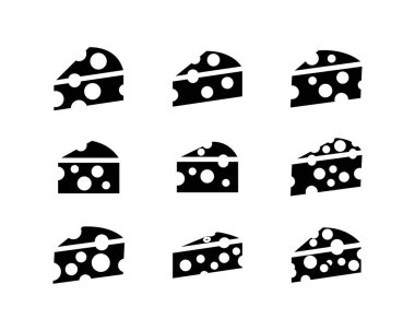 Peynir düz simgeler seti, düzenlenebilir vuruş beyaz, doğrusal vektör ana hatları çizimi, sembol logo tasarım biçimi