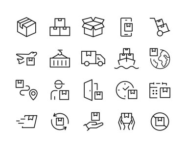 Lojistik çizgisi simgesi ayarlandı. Hızlı Nakliye Deniz Havası, Kurye, Depo, dağıtım, ulaşım, teslimat, kargo, nakliye, rota planlaması, tedarik zinciri darbesi içeriyor.