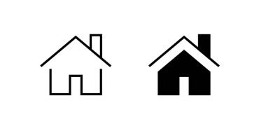 Ev ikonu. ev simgeleri düğmesi, vektör, işaret, sembol, logo, illüstrasyon, düzenlenebilir vuruş, beyaz üzerine izole düz tasarım biçimi