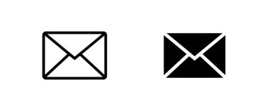 E- posta simgesi, e- posta zarfı simgeleri düğmesi, vektör, işaret, sembol, logo, illüstrasyon, düzenlenebilir vuruş, düz tasarım biçimi beyaz üzerine izole edilmiş