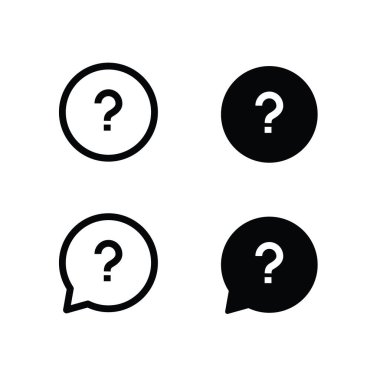 Soru ve Mesaj Simgesi işareti işareti çizgisi ve düz simgeler seti, düzenlenebilir vuruş beyaz, doğrusal vektör çizgisi çizimi, sembol logo tasarım biçimi