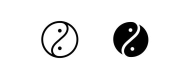 Yin yang simgesi. İkilik çizgi simgeleri dizisi Yang kavramında, Zen sembolü değiştirilebilir vuruş beyaz arkaplan, doğrusal vektör ana hatları çizimi, sembol logo tasarım biçimi