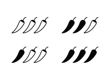 Biber ikonu. Acı biber. Chili simgeleri, düzenlenebilir vuruş, düz tasarım biçimi beyaz doğrusal piktogram, düğme, vektör, işaret, sembol, logo, illüstrasyon