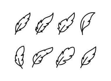 Tüy ikon vektörü, işaret, sembol, logo, illüstrasyon, düzenlenebilir vuruş, düz dizayn biçimi beyaz doğrusal izole edilmiş