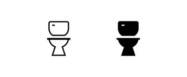 Tuvalet klozeti simgesi, vektör, işaret, sembol, logo, illüstrasyon, düzenlenebilir vuruş, beyaz üzerine izole edilmiş düz tasarım biçimi