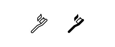 Diş fırçası ikonu, diş fırçası, ağız bakımı, ağız temizliği sembolü. Taze nefes vektörü, işaret, sembol, logo, illüstrasyon, düzenlenebilir vuruş, beyazı izole edilmiş düz tasarım biçimi