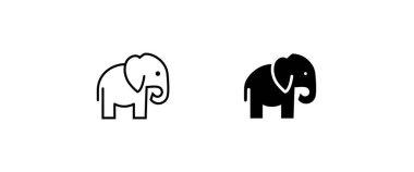 fil vahşi hayvan ikonu vektörü, işaret, sembol, logo, illüstrasyon, düzenlenebilir vuruş, düz dizayn biçimi beyaz doğrusal izole edilmiş