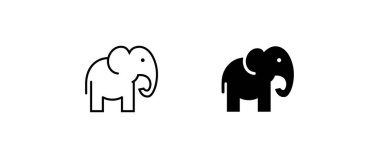 fil vahşi hayvan ikonu vektörü, işaret, sembol, logo, illüstrasyon, düzenlenebilir vuruş, düz dizayn biçimi beyaz doğrusal izole edilmiş