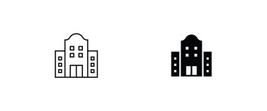 hotel icon symbol logo illustration, editable stroke, flat design style isolated on white