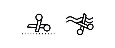 makas simgesi, kes, simge kesme düğmesi, vektör, işaret, logo, illüstrasyon, düzenlenebilir vuruş, düz tasarım biçimi beyaz çizgisel piktogram üzerinde izole edilmiş