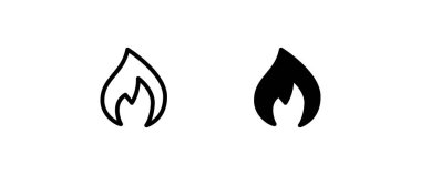 Ateş alev ikonu Sıcak, yağ, gaz ve enerji ikonu vektörü, işaret, sembol, logo, illüstrasyon, düzenlenebilir vuruş, düz tasarım biçimi beyaz çizgide izole edilmiş