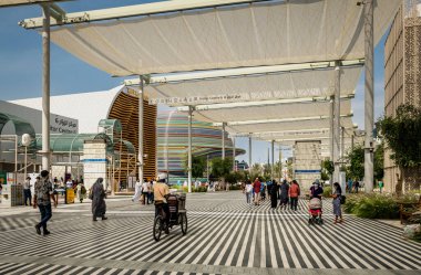 Fragments of the pavilions of the participating countries at the Expo 2020. U.A.E. Dubai March 2022