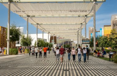 Fragments of the pavilions of the participating countries at the Expo 2020. U.A.E. Dubai March 2022