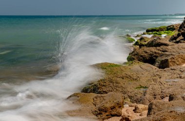 Akdeniz 'de. Günbatımı, akşam. İsrail Orta Doğu.