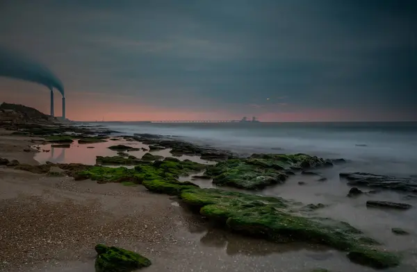 Μεσόγειος Θάλασσα Ηλιοβασίλεμα Βράδυ Ισραήλ Μέση Ανατολή — Φωτογραφία Αρχείου