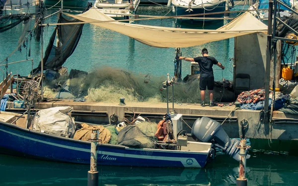 Een Favoriete Plek Van Vissers Stedelingen Jachthaven Stad Ashkelon Israël — Stockfoto