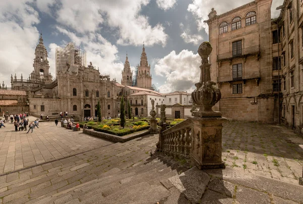 Galicië Kathedraal Van Santiago Compostela Patio Uiteindelijke Bestemming Van Pelgrims Stockfoto