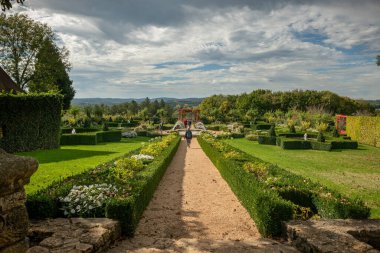Erignac arazisinin bahçeleri. Black Prigord bölgesinde çok ünlü bir bahçe daha var. Fransa Siyah Prigord 15 Ekim 2022