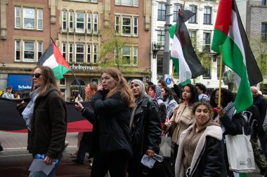 Amsterdam 'da Filistin yanlısı gösteri 04 / 28 / 2024. Hollanda