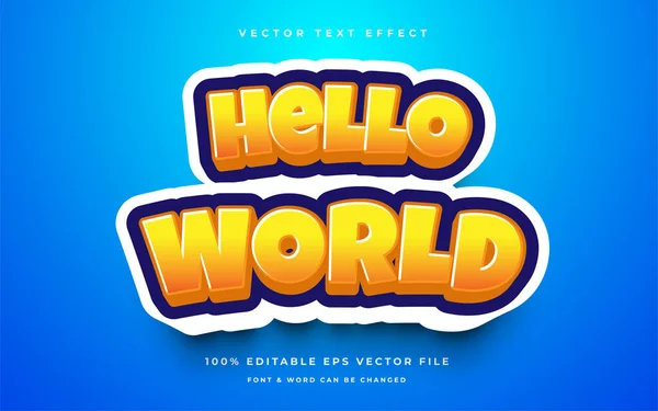 Hallo Wereld Cartoon Bewerkbare Tekst Effect — Stockvector